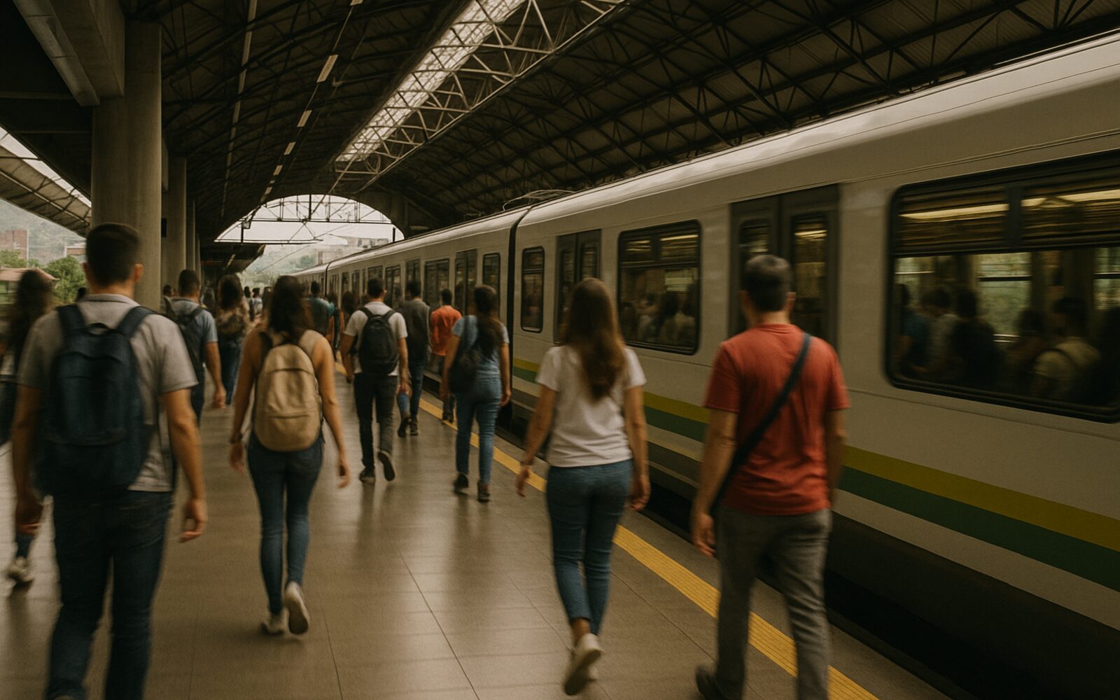 Estación del Metro con flujo ordenado de pasajeros